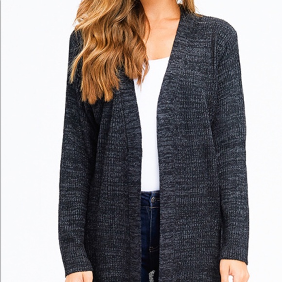 🔺SALE🔺Dark Grey Knit Long Duster Cardigan - Picture 1 of 8